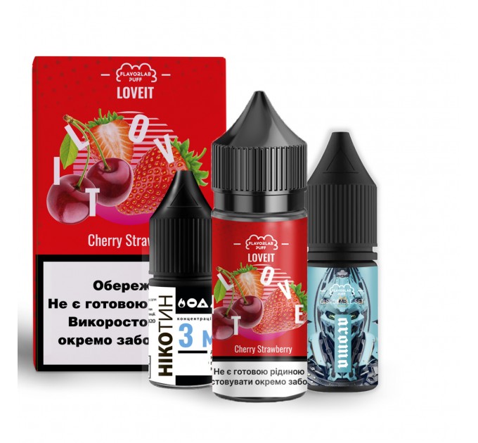 Набор для самозамеса солевой Flavorlab Love it 30 мл, 0-50 мг Cherry Strawberry (Вишня Клубника) (15413)