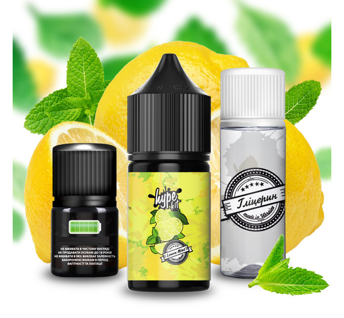 Набір для самозамісу сольового Hype New 30 мл, 0-50 мг Lemon Mint (Лимон м'ята) (16882)
