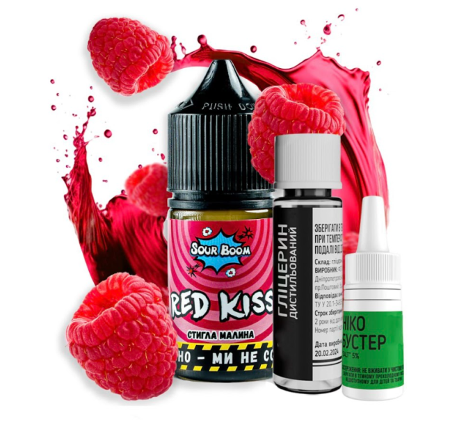 Набор для самозамеса солевой Sour Boom 15 мл (Red kiss Малина, 0-50 мг) (17279)