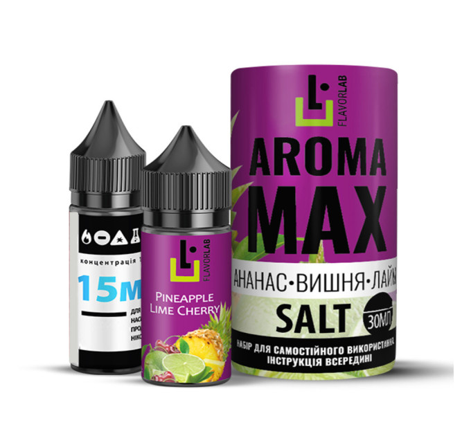 Набор компонентов для самозамеса солевой жидкости Flavorlab Aroma MAX 30 мл (Ананас-Вишня-Лайм, 0-65 мг) (17938)