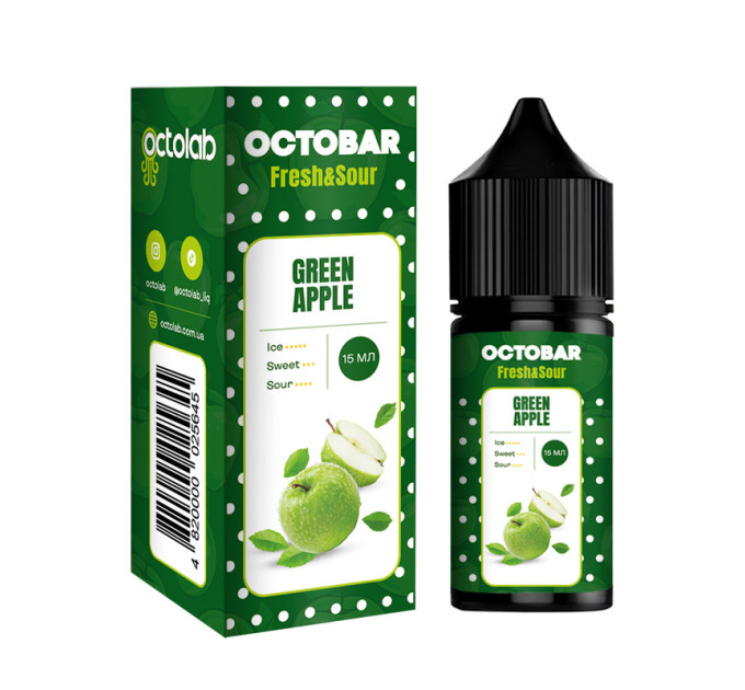 Набор компонентов для самозамеса солевой жидкости Octobar Fresh & Sour 30 мл (Green Apple Зеленое яблоко, 0-65 мг) (17884)