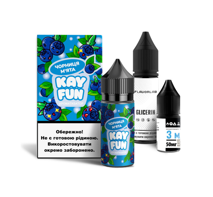Набор компонентов для самозамеса солевой заправки Flavorlab Kayfun 30 мл (Черника Мята, 0-65 мг) (18731)