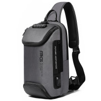 Однолямочный рюкзак через плечо Bange BG-7082 9л Сумка-слинг с USB-разъемом и замком (Gray)