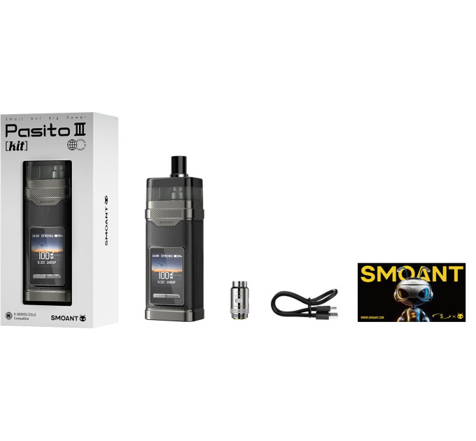 Под-система Smoant Pasito 3 100W Pod 2800mAh 7ml электронная сигарета Original Kit (Matte Black) (18829)