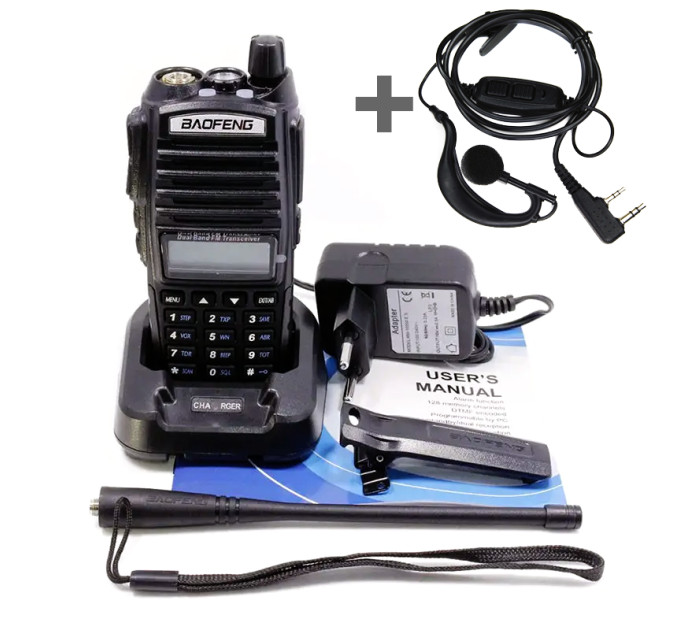 Портативная тактическая рация Baofeng UV-82 8W двухдиапазонная с гарнитурой VHF/UHF (19177)