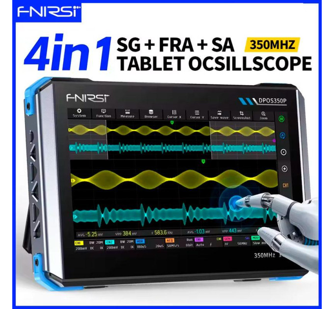 Портативный осциллограф Fnirsi DPOS350P Двухканальный, генератор сигналов, анализатор спектра, анализатор АЧХ (19672)