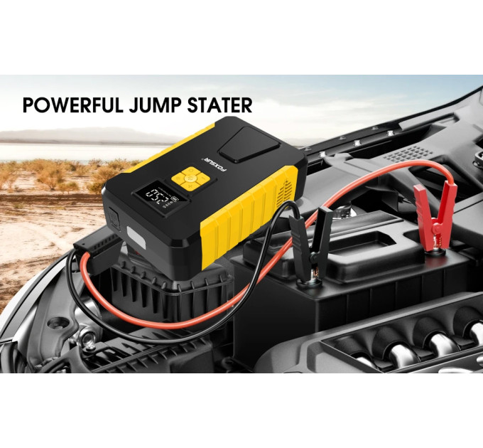 Пусковое устройство 12V 800А с компрессором Foxsur FJS-950 Автомобильный бустер джамп стартер (Yellow) (19449)