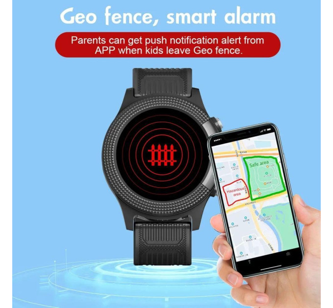 Смарт-часы детские LEMFO D36 4G с камерой WI-FI GPS SIM-карта геозабором Original силиконовый ремешок (Black Red) (16735)