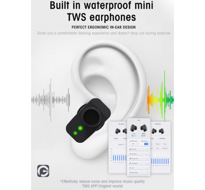 Смарт-часы с наушниками LEMFO Q11 Original силиконовый ремешок (Black Black) (18755)