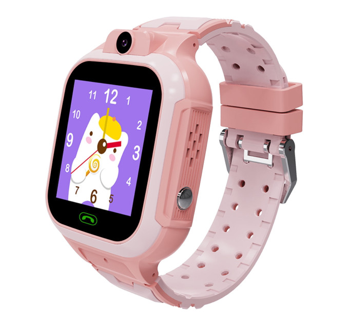 Смарт-часы телефон детские LEMFO LT37 4G GPS Wi-Fi с видеозвонком SIM-карта Original силиконовый ремешок (Pink) (18757)