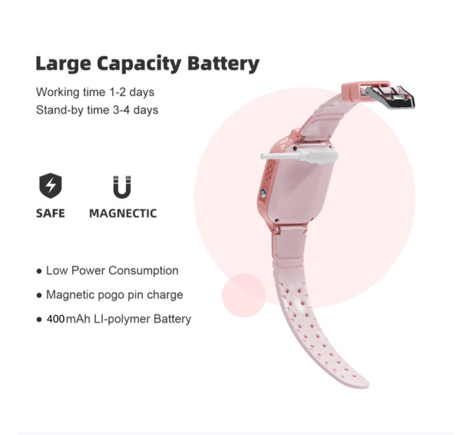 Смарт-часы телефон детские LEMFO LT37 4G GPS Wi-Fi с видеозвонком SIM-карта Original силиконовый ремешок (Pink) (18757)