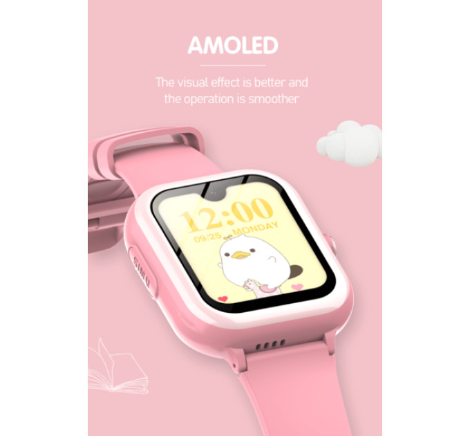 Смарт часы-телефон детские Wonlex KT31 4G с камерой WI-FI GPS SIM-картой Original (Pink) (16996)