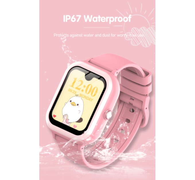Смарт часы-телефон детские Wonlex KT31 4G с камерой WI-FI GPS SIM-картой Original (Pink) (16996)