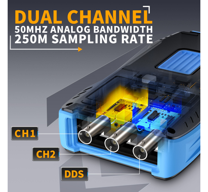 Цифровой осциллограф мультиметр 3в1 Fnirsi 2C53T двухканальный генератор сигналов 50 МГц (19164)