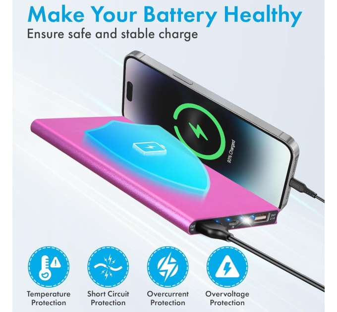 УМБ павербанк Power Bank 20000 mAh с фонариком LVR 018 (Pink) (17692)