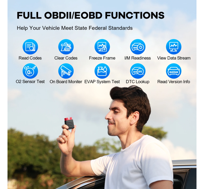 Универсальный автосканер Мультимарочный OBD2 Mucar BT200 Профессиональный диагностический сканер автомобильный ОБД2, EOBD, ELM327 (19803)