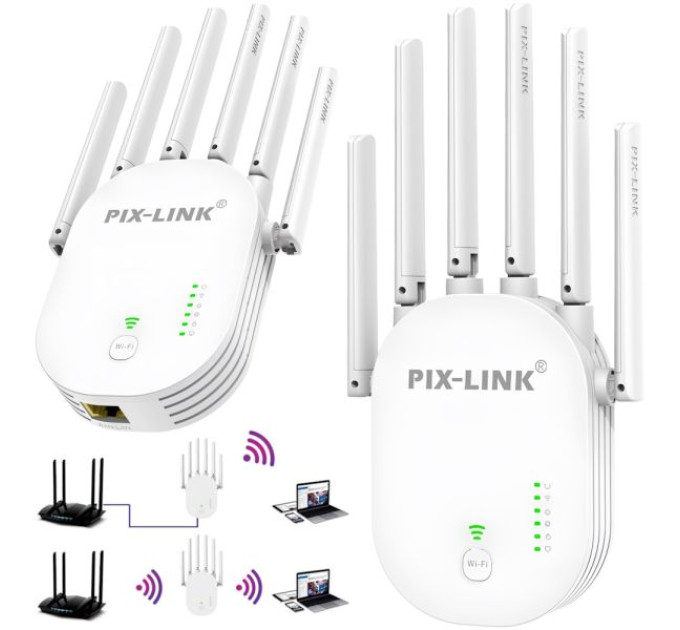 Усилитель WiFi сигнала ретранслятор Wi-Fi PIX-LINK LV-WR60T 300Mbps 2.4 GHz репитер точка доступа (White) (17964)
