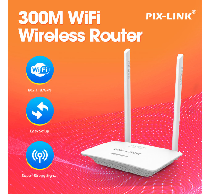 Беспроводной Wi-Fi роутер PIX-LINK LV-WR07M стационарный сетевой маршрутизатор (White) (19183)