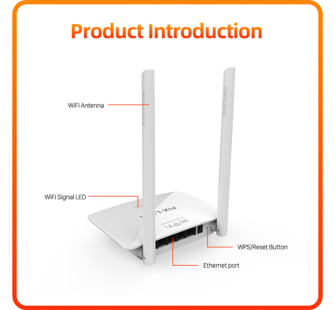 Беспроводной Wi-Fi роутер PIX-LINK LV-WR07M стационарный сетевой маршрутизатор (White) (19183)