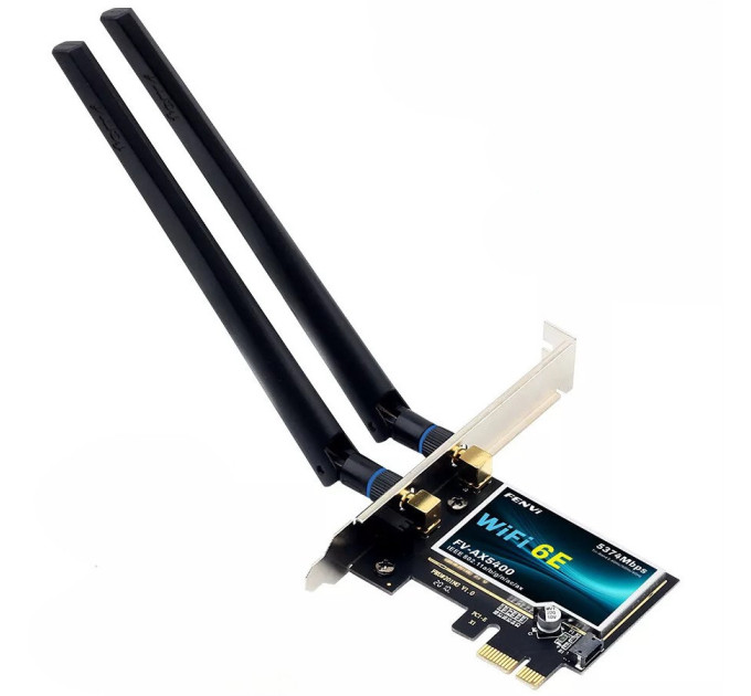 Геймерская трехдиапазонная Сетевая карта WiFi+Bluetooth 5.3 PCI-E Fenvi FV-AX5400  2.4G/5G/6Ghz 5374 Mbps + 2 Антенны (18842)
