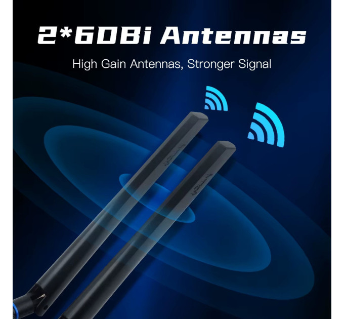 Геймерская трехдиапазонная Сетевая карта WiFi+Bluetooth 5.3 PCI-E Fenvi FV-AX5400  2.4G/5G/6Ghz 5374 Mbps + 2 Антенны (18842)