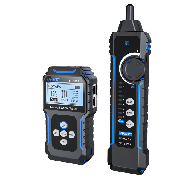 Кабельный тестер Noyafa NF-8209 pro Сетевой тестер кабеля, трассоискатель, PoE тестер, измерение длины кабеля (19405)