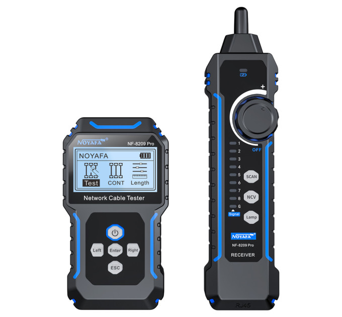 Кабельный тестер Noyafa NF-8209 pro Сетевой тестер кабеля, трассоискатель, PoE тестер, измерение длины кабеля (19405)