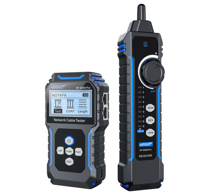 Кабельный тестер Noyafa NF-8209 pro Сетевой тестер кабеля, трассоискатель, PoE тестер, измерение длины кабеля (19405)