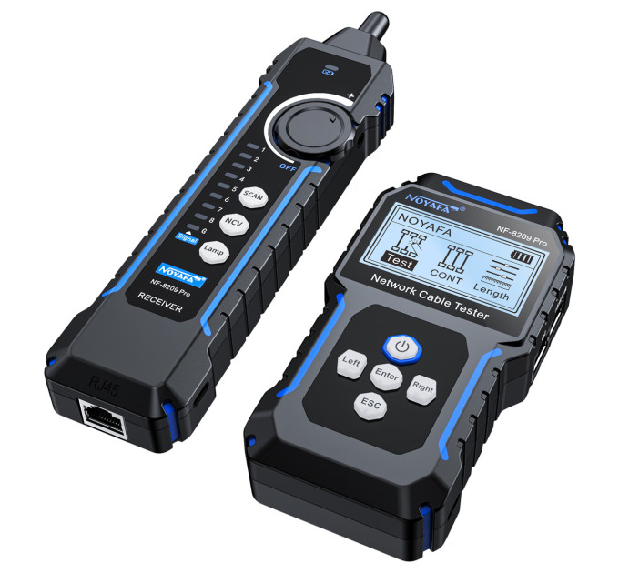 Кабельный тестер Noyafa NF-8209 pro Сетевой тестер кабеля, трассоискатель, PoE тестер, измерение длины кабеля (19405)