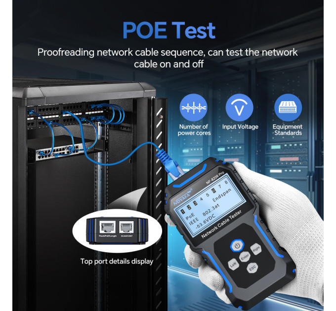 Кабельный тестер Noyafa NF-8209 pro Сетевой тестер кабеля, трассоискатель, PoE тестер, измерение длины кабеля (19405)