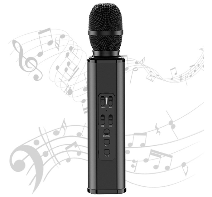 Караоке-микрофон беспроводной Losso K6 Premium со встроенным динамиком и Bluetooth (Black) (18963)