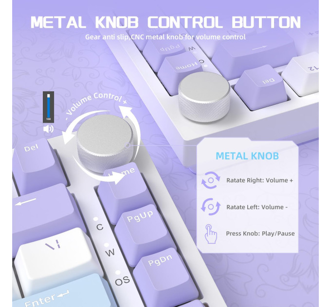 Клавиатура механическая AJAZZ AK820 Sea Salt Switch / с подсветкой RGB / Раскладка 75% ( (Blue White Purple) (19571)