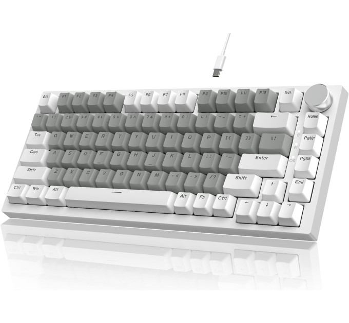 Клавиатура механическая AJAZZ AK820 Yellow Switch Белая LED-подсветка / Раскладка 75% (White Gray) (19575)