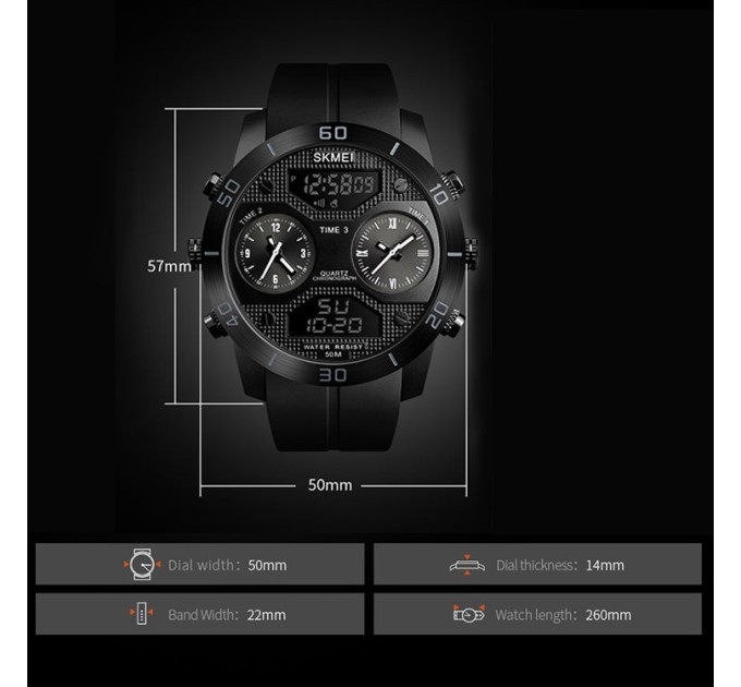 Мужские наручные часы Skmei 1355 Original (Black, 1355BK) (17127)