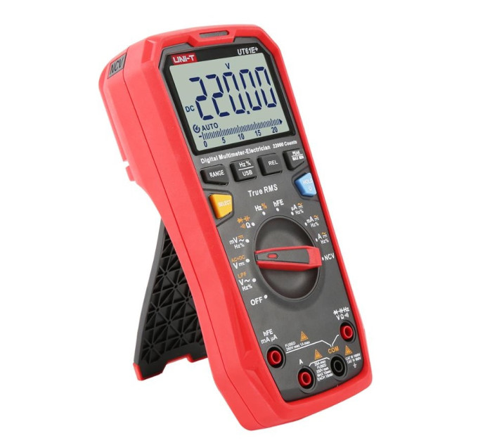 Мультиметр UNI-T UT61E+ Цифровой мультитестер; Напряжение DC/AC; Ток DC/AC; R; C; Прозвонка цепи; тест Диодов-транзисторов, NCV, Live, частота, емкость (19825)