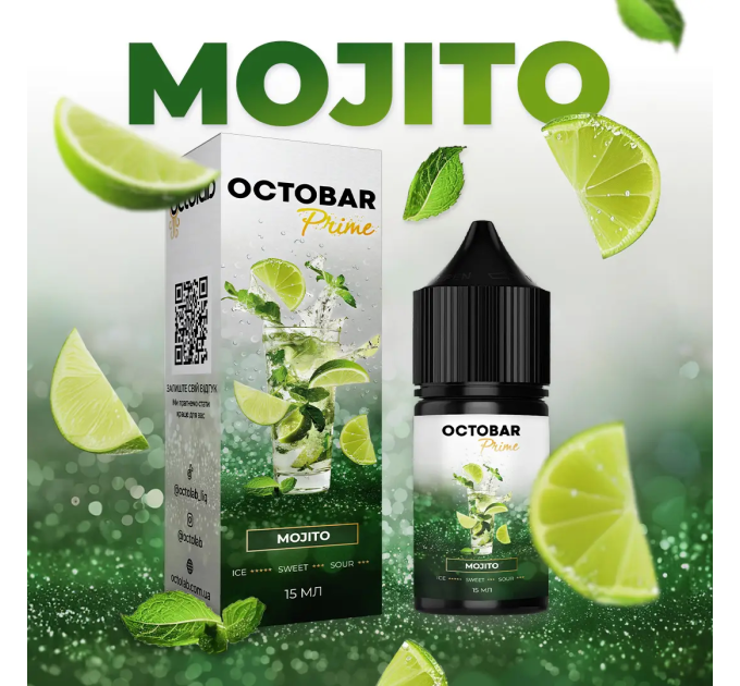 Набор для самозамеса солевой Octobar Prime 30 мл, 0-50 мг Mojito (Освежающее Классическое Мохито) (16896)
