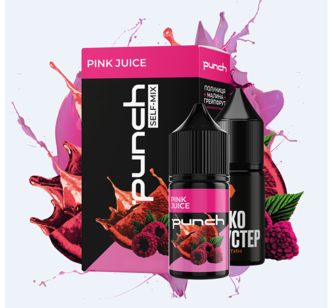 Набор для самозамеса солевой Punch 30 мл (Pink Juice Грейфрут, малина, клубника, 0-65 мг) (17389)