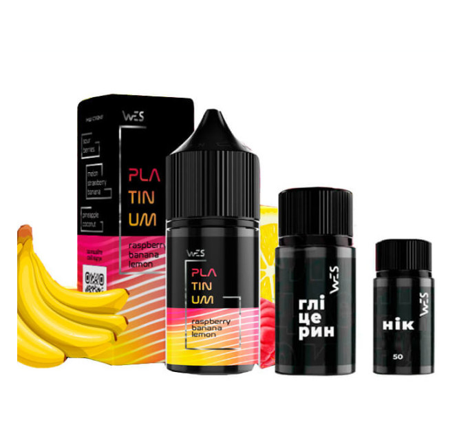 Набор для самозамеса солевой WES Platinum 30 мл (Raspberry Banana Lemon малина, банан лимон, 0-50 мг) (17406)