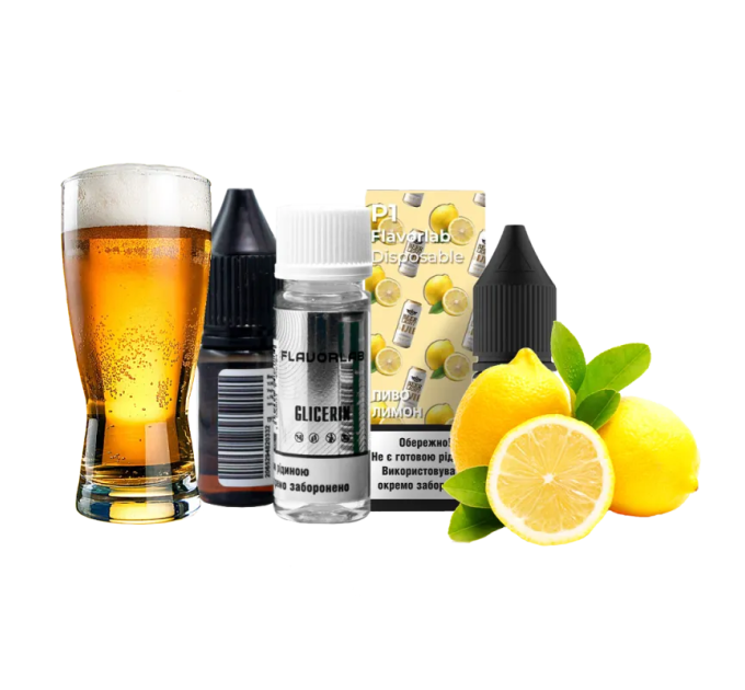 Набор компонентов для самозамеса солевой жидкости Flavorlab P1 10 мл (Beer Lemon Пиво лимон, 0-50 мг) (17916)