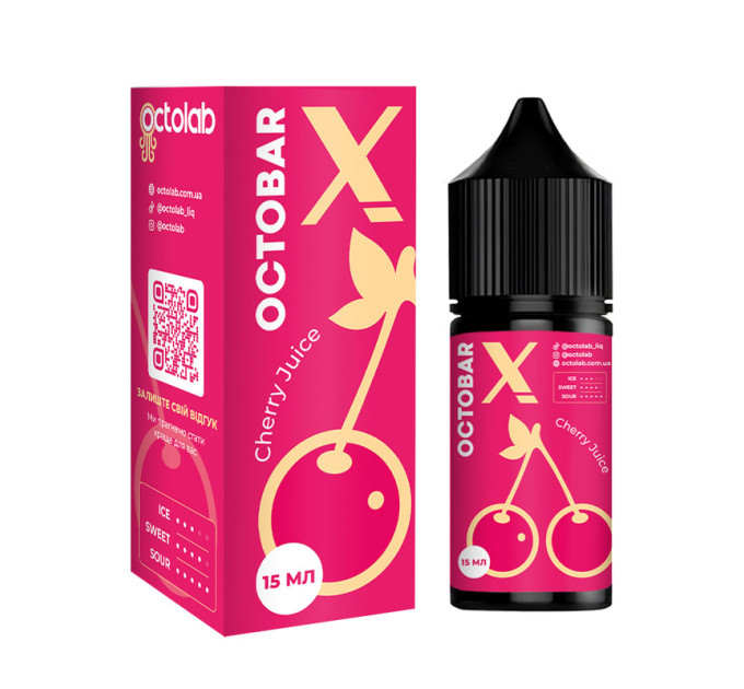 Набор компонентов для самозамеса солевой жидкости Octobar X 30 мл (Cherry Juice Вишневый Сок, 0-65 мг) (17894)