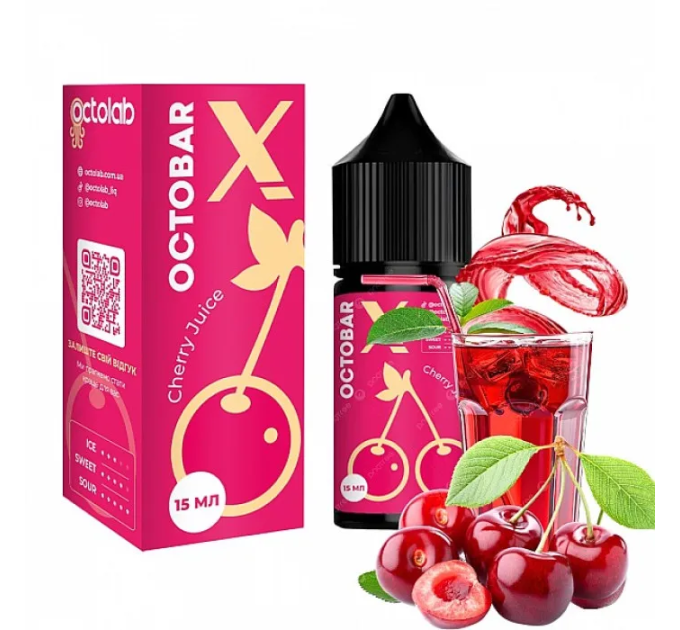 Набор компонентов для самозамеса солевой жидкости Octobar X 30 мл (Cherry Juice Вишневый Сок, 0-65 мг) (17894)