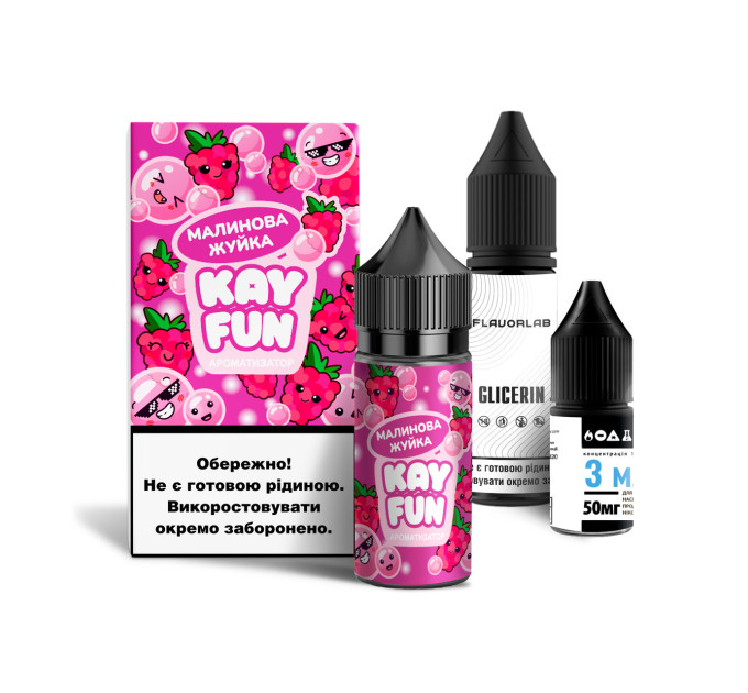 Набор компонентов для самозамеса солевой заправки Flavorlab Kayfun 30 мл (Малиновая Жвачка, 0-65 мг) (18718)