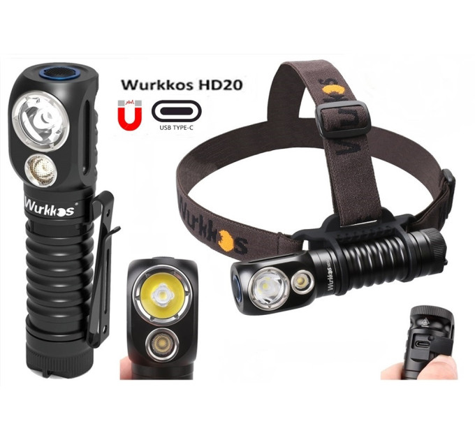 Налобный фонарик Wurkkos HD20 аккумуляторный светодиодный фонарь с магнитом (Black) (19270)