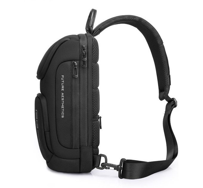 Однолямочный рюкзак через плечо Bange BG-7565 7л Сумка-слинг с USB-разъемом (Black) (19369)