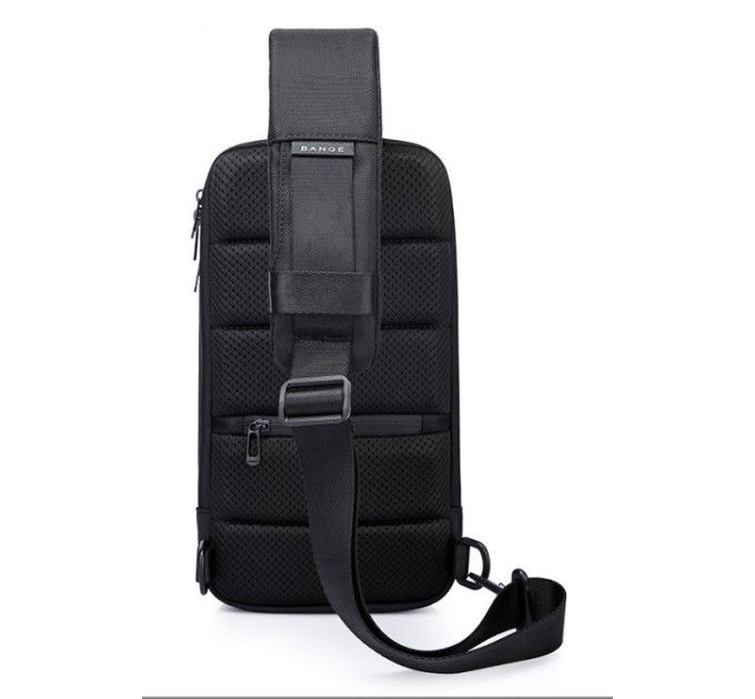 Однолямочный рюкзак через плечо Bange BG-7565 7л Сумка-слинг с USB-разъемом (Black) (19369)