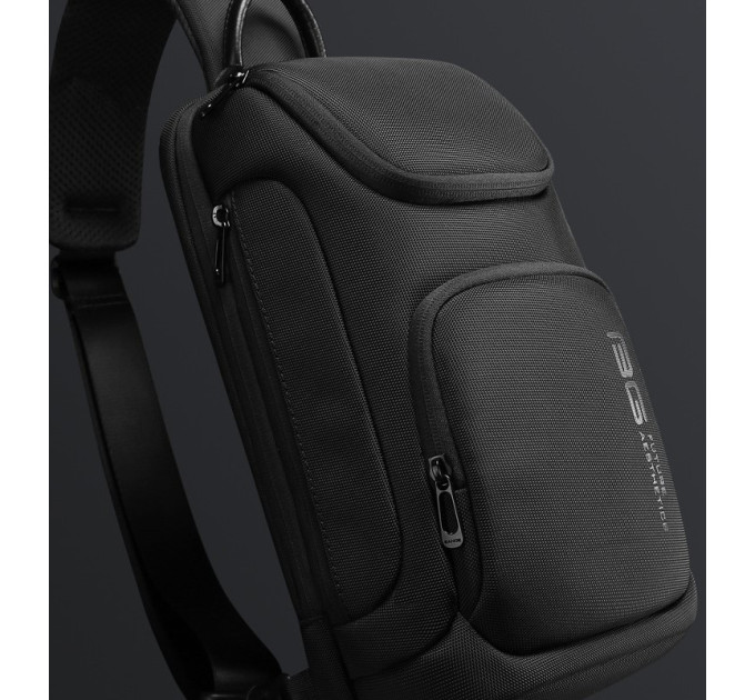 Однолямочный рюкзак через плечо Bange BG-7565 7л Сумка-слинг с USB-разъемом (Black) (19369)