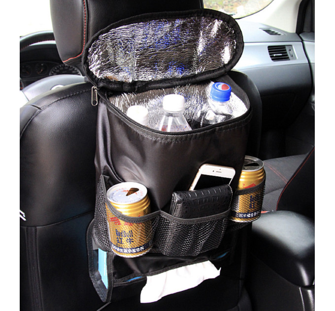 Органайзер автомобильный на спинку сиденья с термосумкой LVR 026 сумка-холодильник (Black) (18993)
