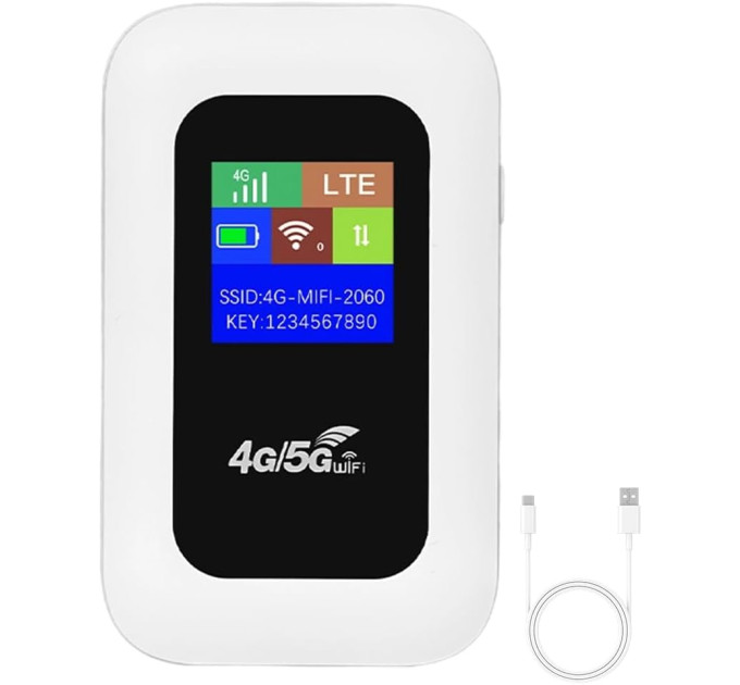 Портативный 4G LTE роутер Pix-Link Mobile Router PH312-E карманный Wi-Fi модем с LED дисплеем (White) (19179)