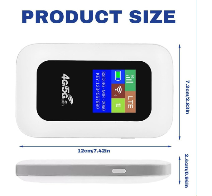 Портативный 4G LTE роутер Pix-Link Mobile Router PH312-E карманный Wi-Fi модем с LED дисплеем (White) (19179)