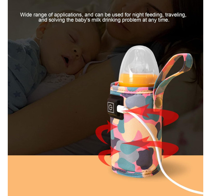 Портативный подогреватель для детских бутылочек от USB LVR 020 дорожный чехол (Pink) (18983)